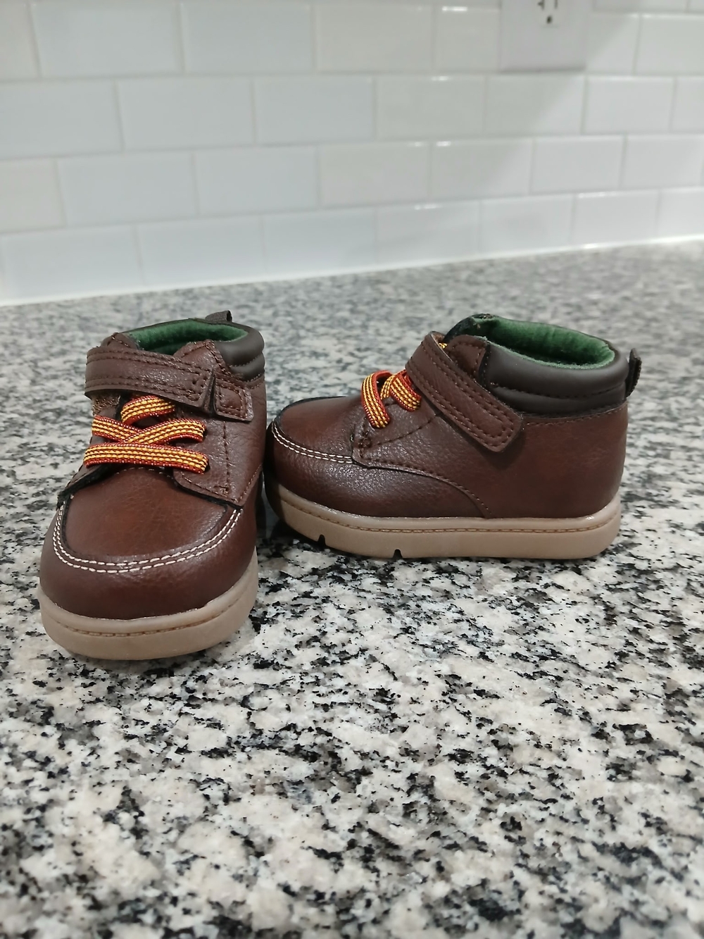 Carter's Brown Walker Boots with Orange Accent Laces